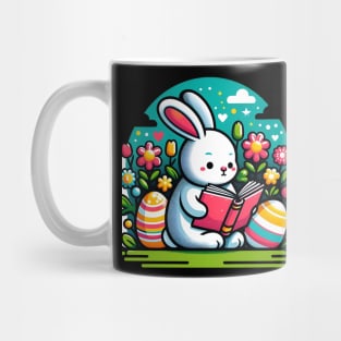 Cute Rabbit Watercolor Book Reading Bunny Mug